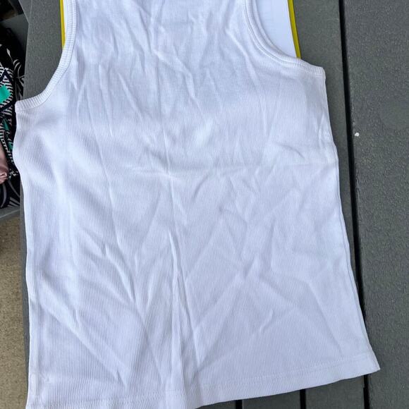 ACESS, white with beading, scoop neck ribbed tank top women's size M - Picture 4 of 6